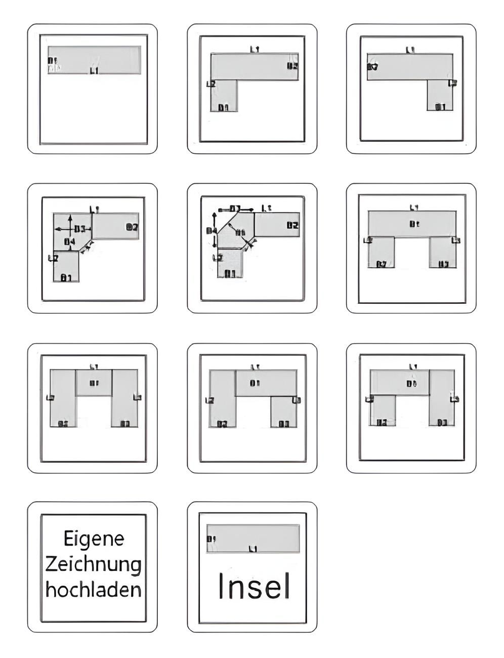 Collage von geometrischen Formen und Anfrageoptionen
